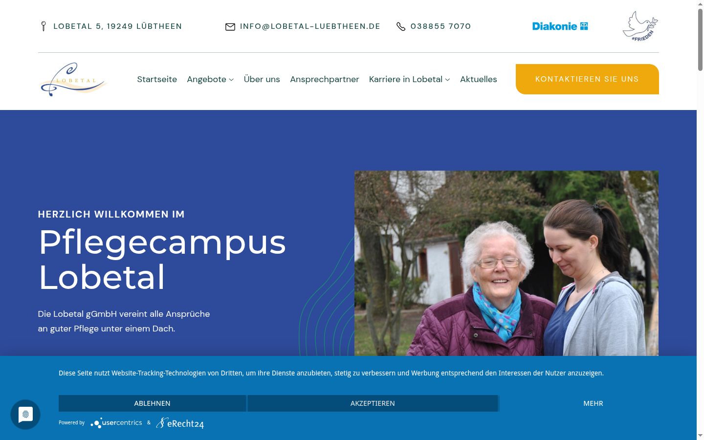 Screenshot des Einwilligungsbanners vor jeglicher Interaktion
