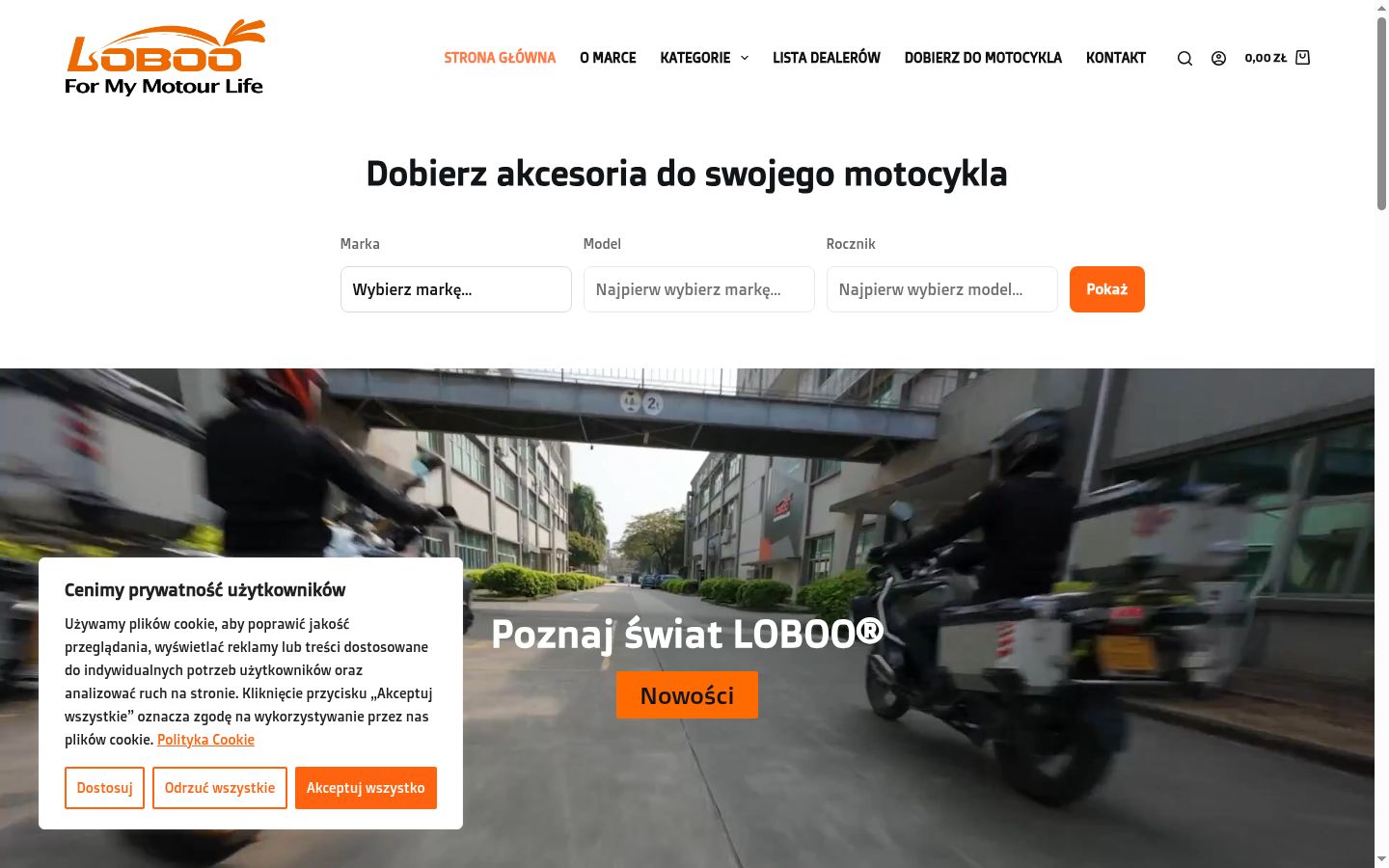 Zrzut ekranu banera zgody wyświetlanego przed jakąkolwiek interakcją