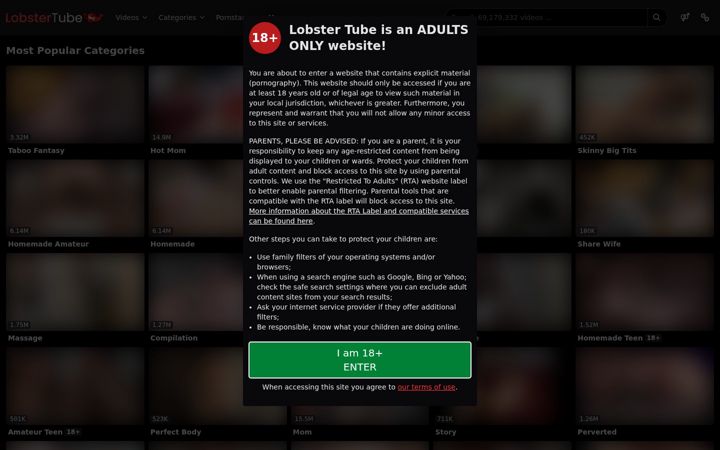 Screenshot του lobstertube.com