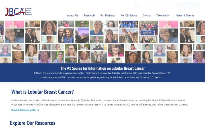 Screenshot of lobularbreastcancer.org