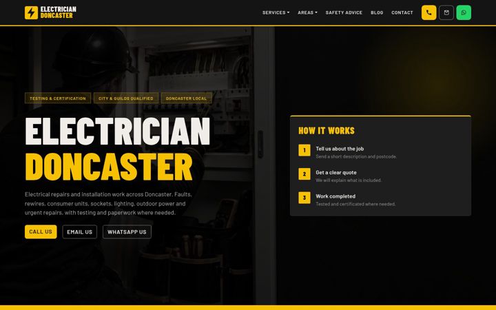 Screenshot of local-electrician-in-doncaster.co.uk