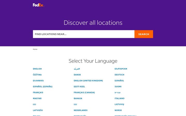 Screenshot of local.fedex.com