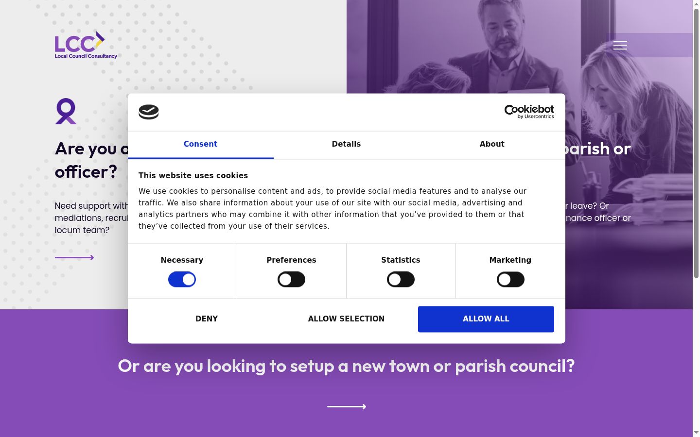 Screenshot of the consent banner shown before any interaction