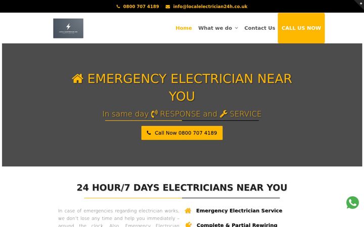 Screenshot of localelectrician24h.co.uk