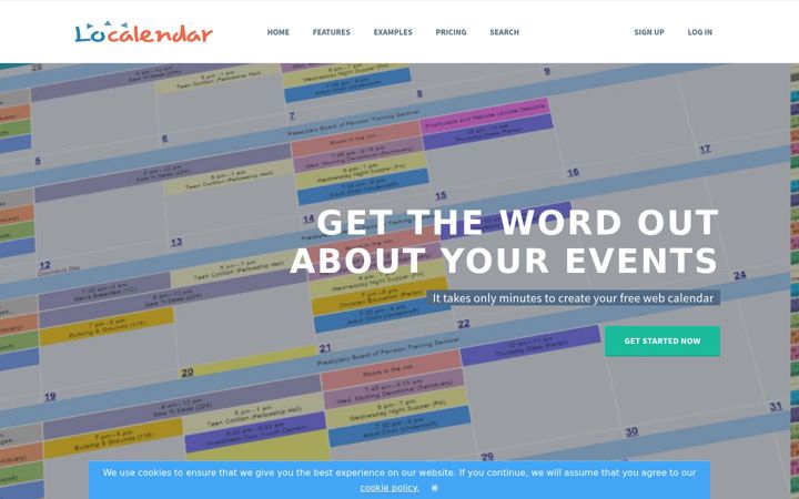 Screenshot of localendar.com