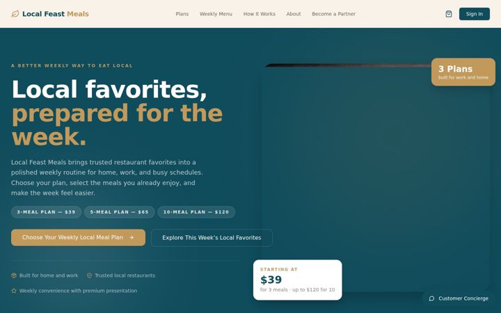 Screenshot of localfeastmeals.com