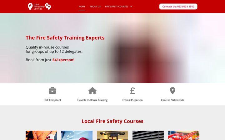 Screenshot of localfiresafetycourses.co.uk