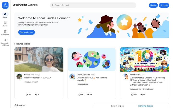 Kuvakaappaus sivustosta localguidesconnect.com