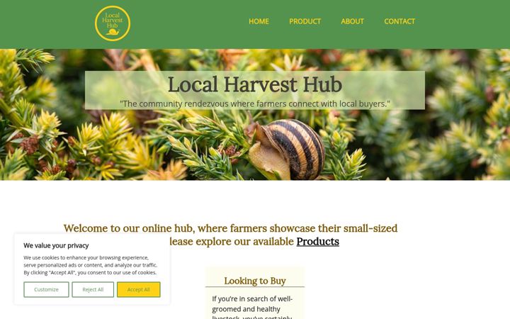 Screenshot of localharvesthub.com