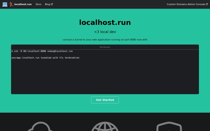 Screenshot of localhost.run