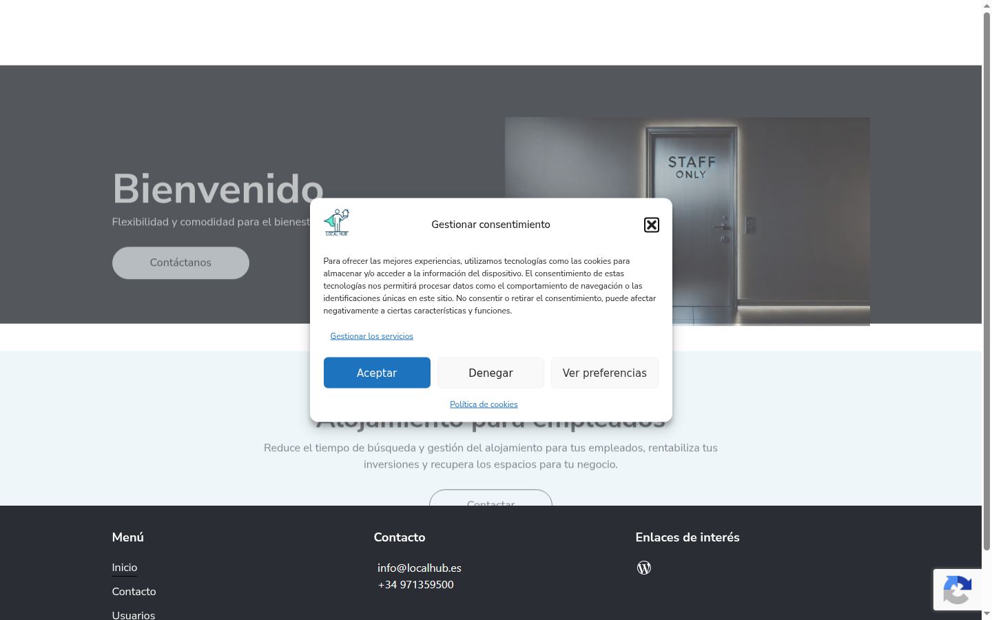 Screenshot of the consent banner shown before any interaction