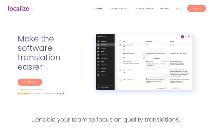 Screenshot of localizely.com