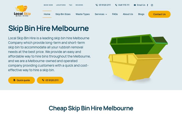 Screenshot stránky localskipbinshire.com.au