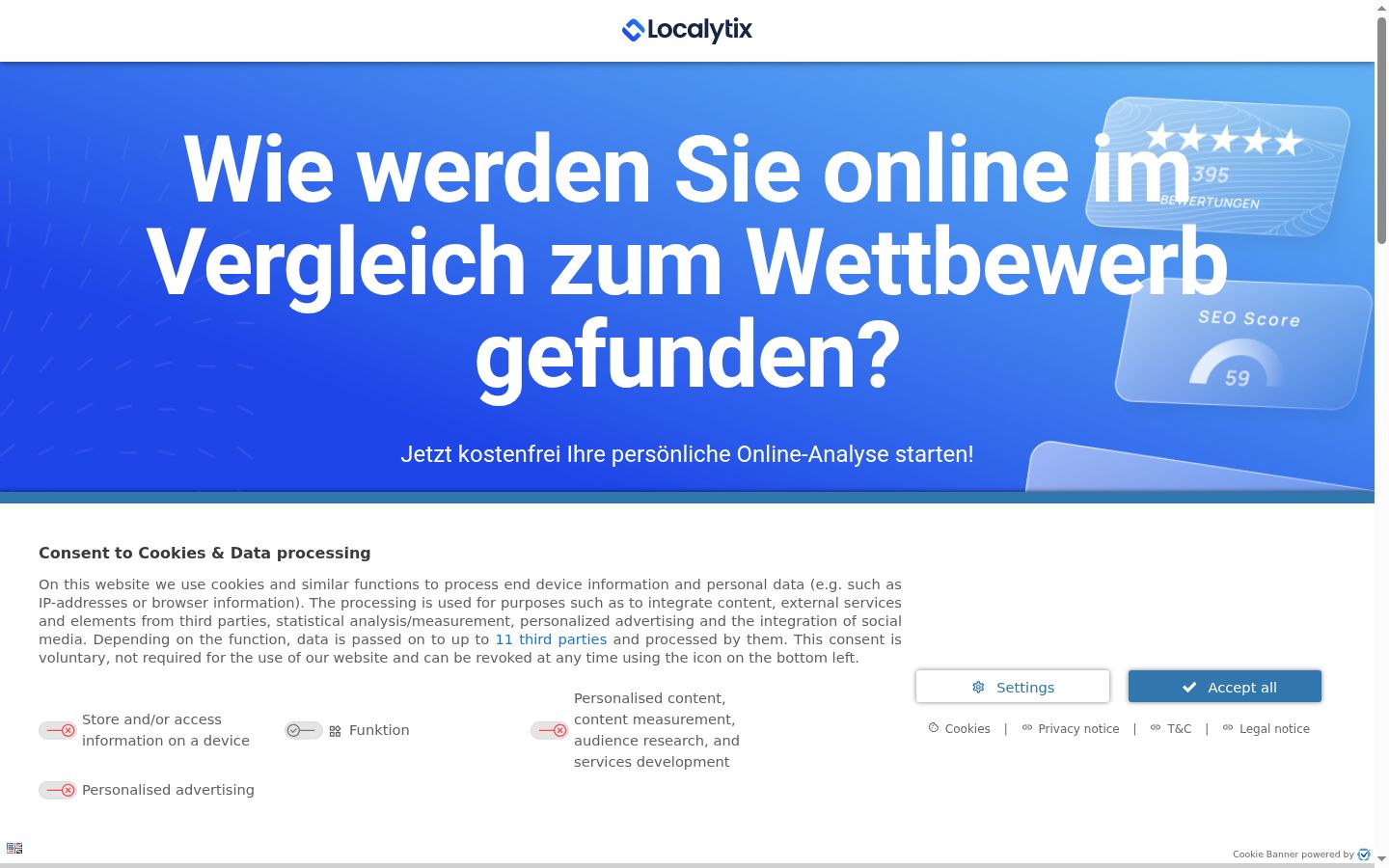 Sutikimo reklamjuostės, rodytos prieš bet kokią sąveiką, ekrano kopija