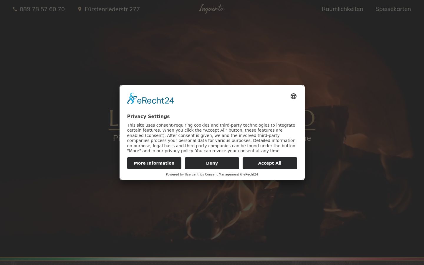 Screenshot del banner di consenso mostrato prima di qualsiasi interazione