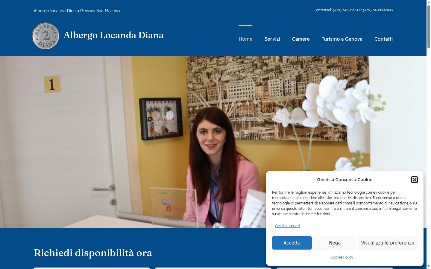 Screenshot del banner di consenso mostrato prima di qualsiasi interazione