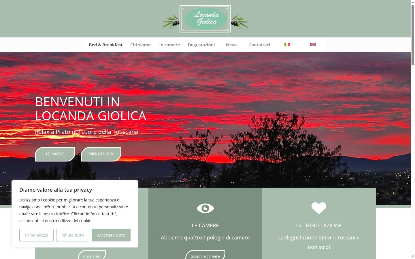 Screenshot del banner di consenso mostrato prima di qualsiasi interazione