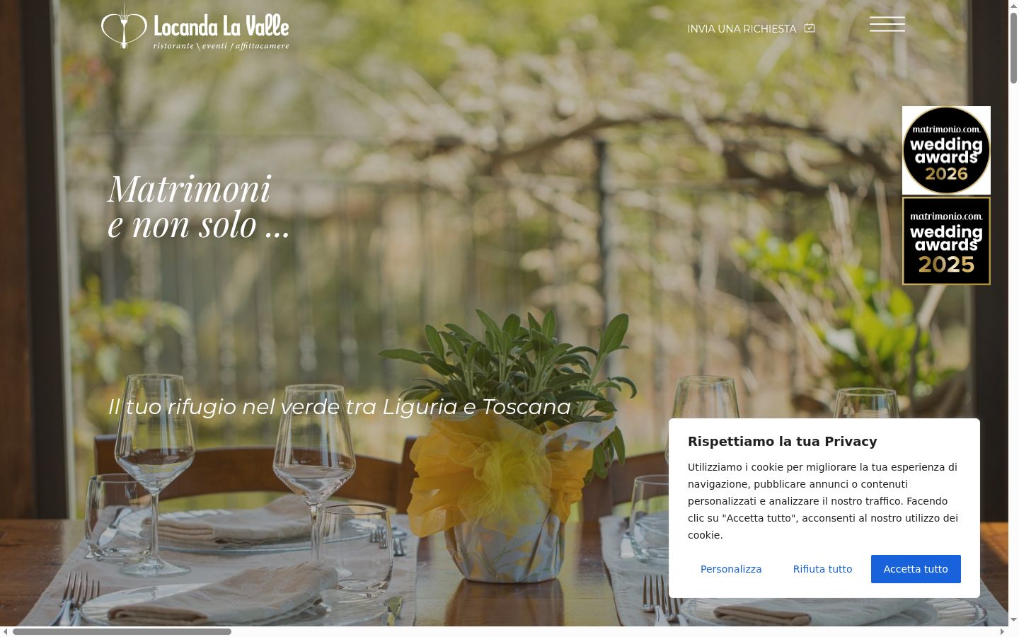Screenshot del banner di consenso mostrato prima di qualsiasi interazione