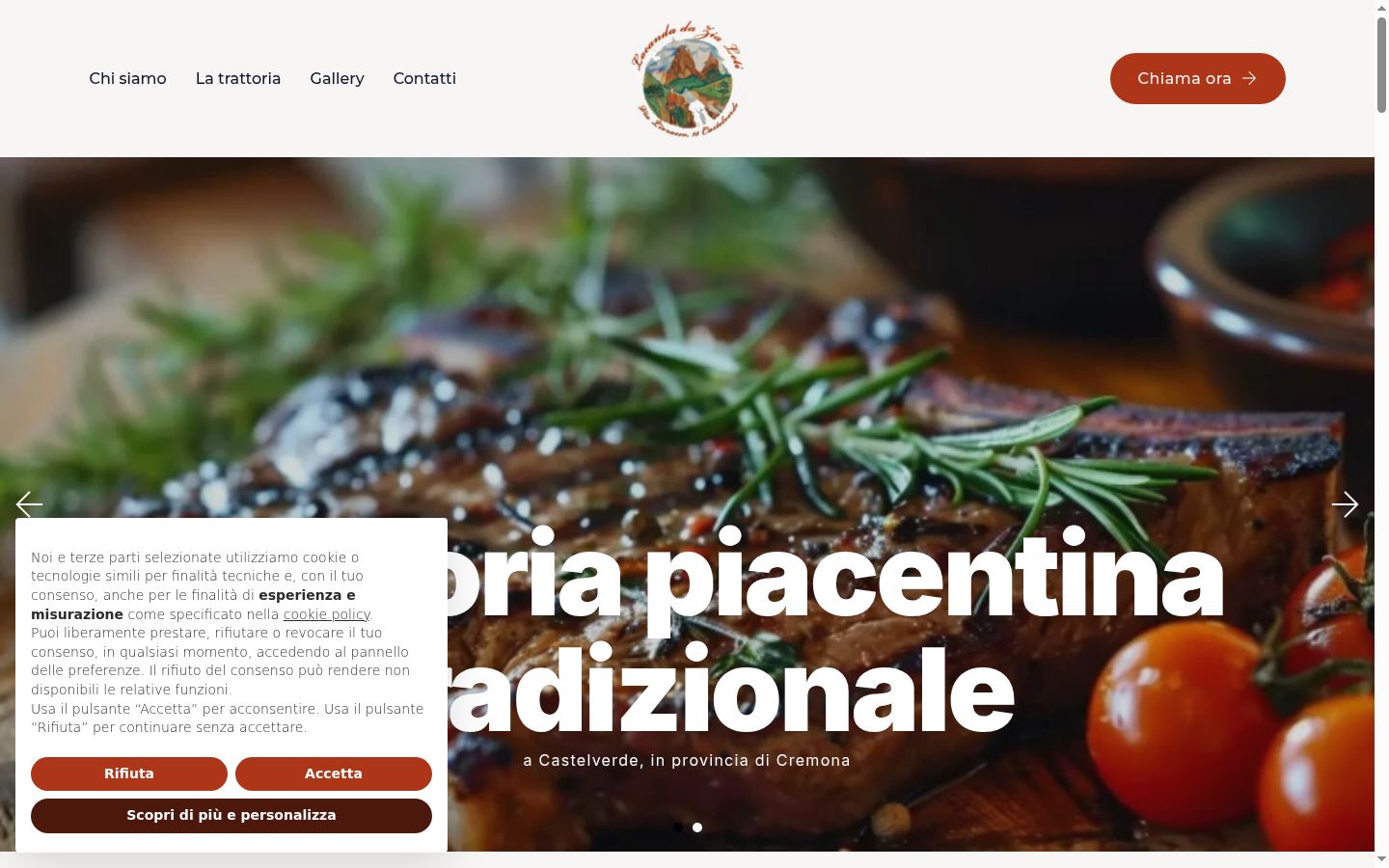 Screenshot del banner di consenso mostrato prima di qualsiasi interazione