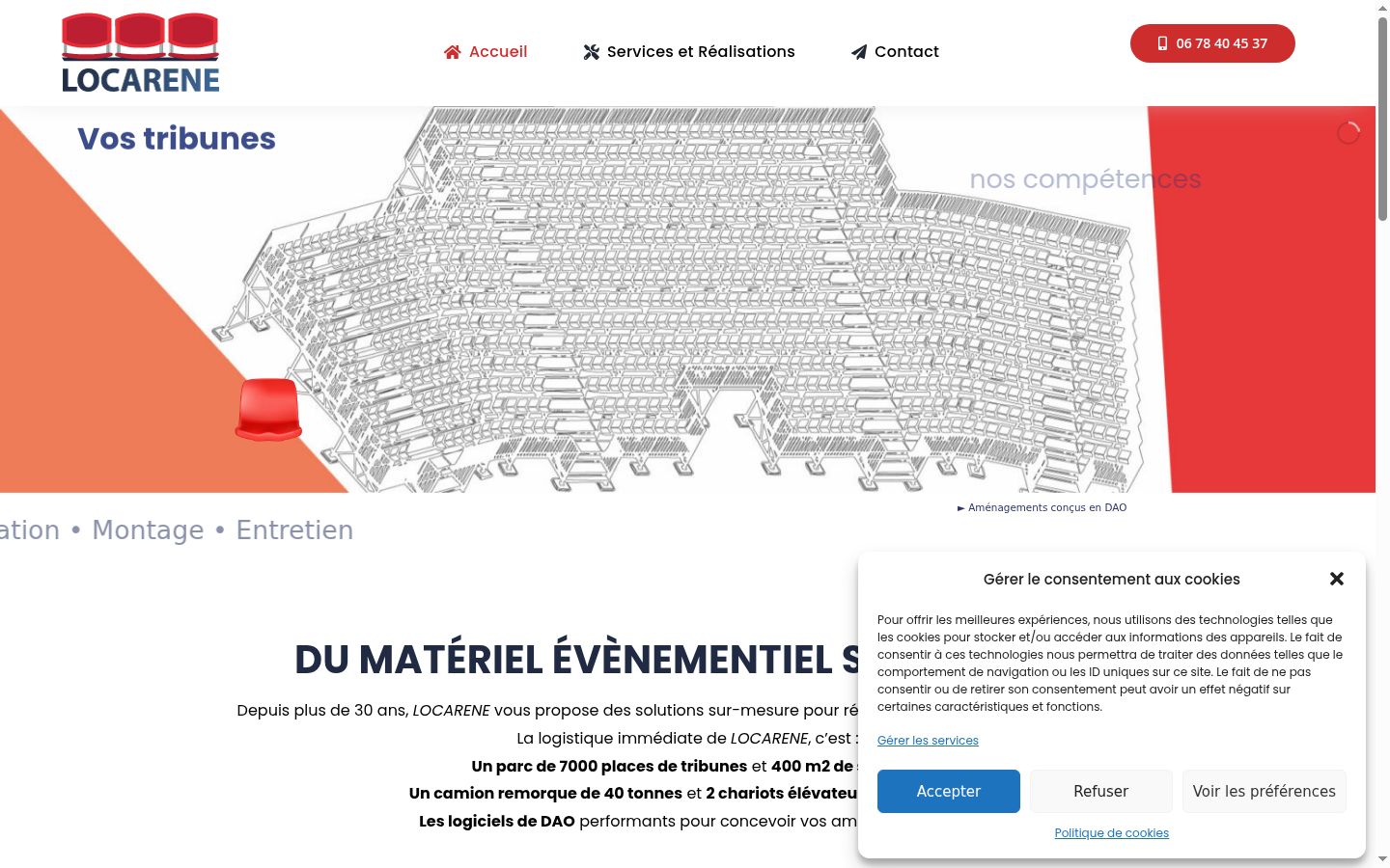 Capture d'écran de la bannière de consentement affichée avant toute interaction