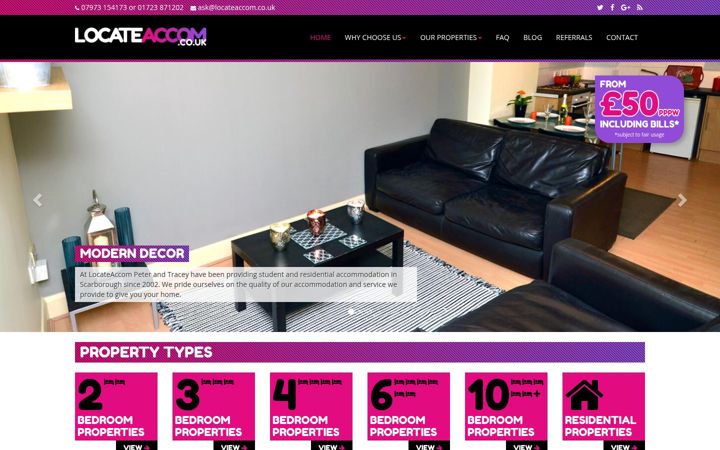 Screenshot of locateaccom.co.uk
