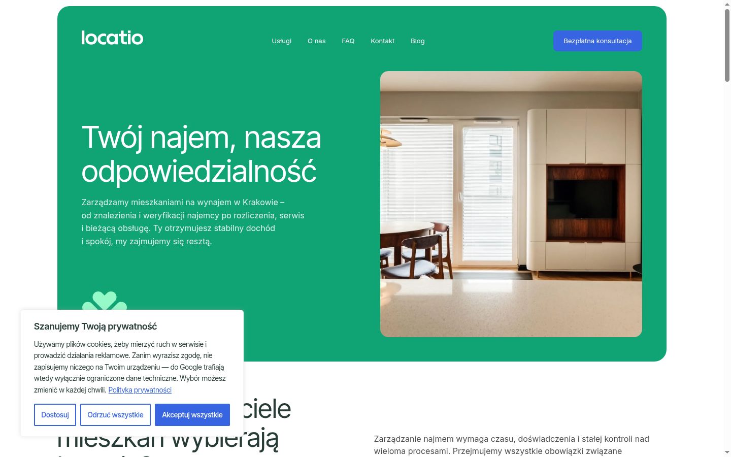 Screenshot del banner di consenso mostrato prima di qualsiasi interazione