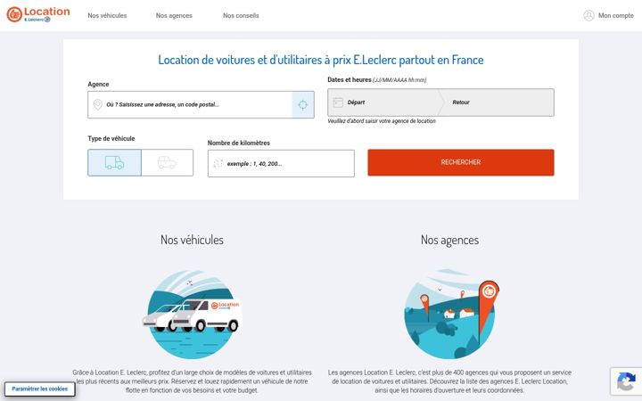 Screenshot of location.leclerc