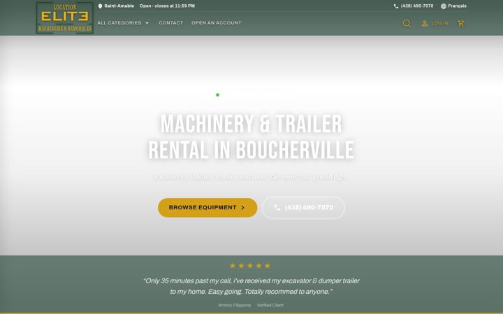 Screenshot of locationdoutilselite.ca