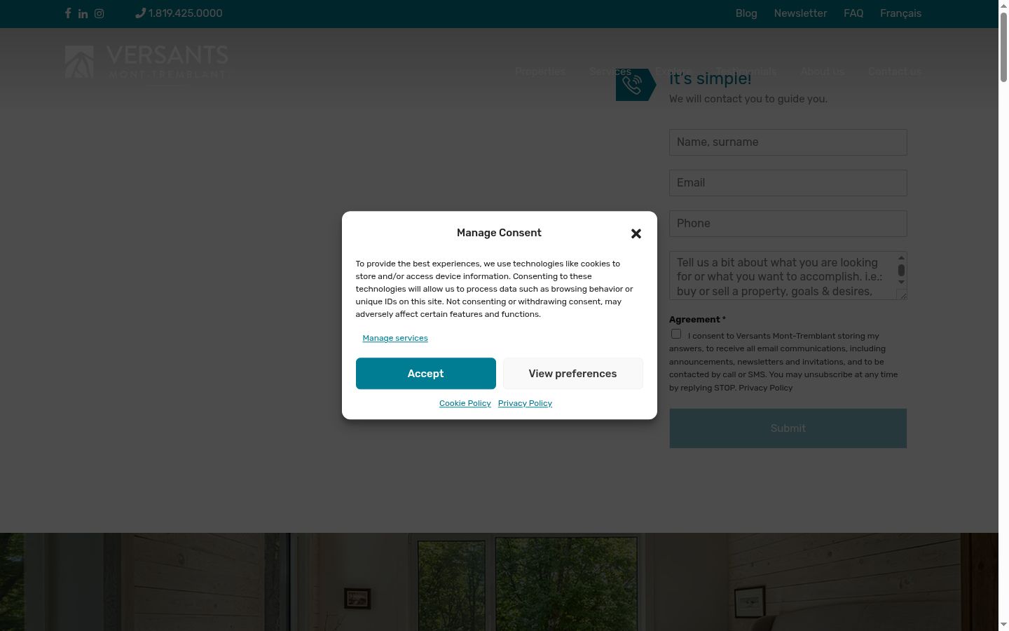 Screenshot of the consent banner shown before any interaction