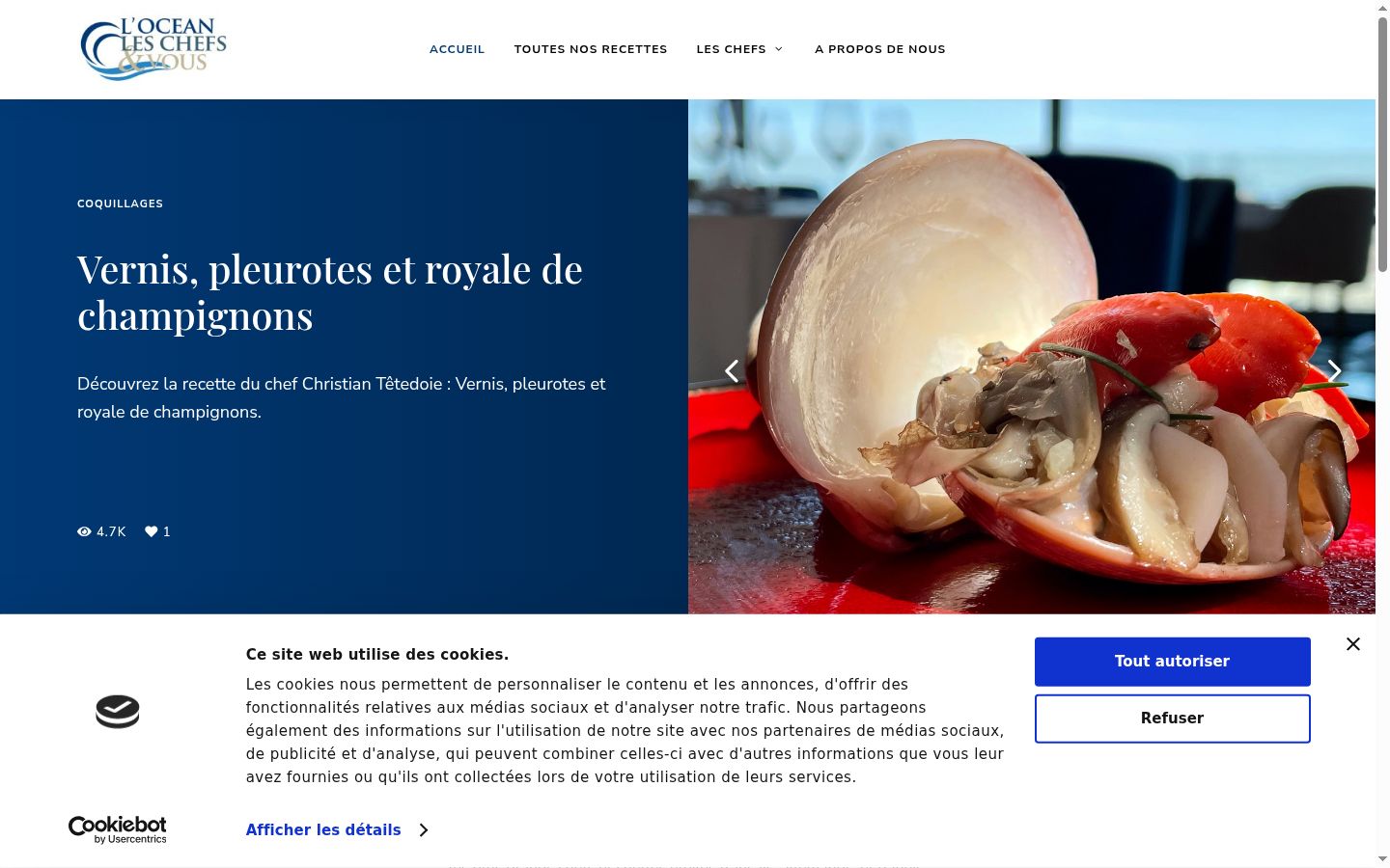 Capture d'écran de la bannière de consentement affichée avant toute interaction