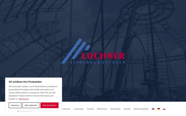 Screenshot of lochner-stahlbaumontagen.de
