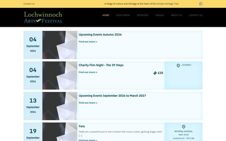 Screenshot of lochwinnochartsfestival.co.uk