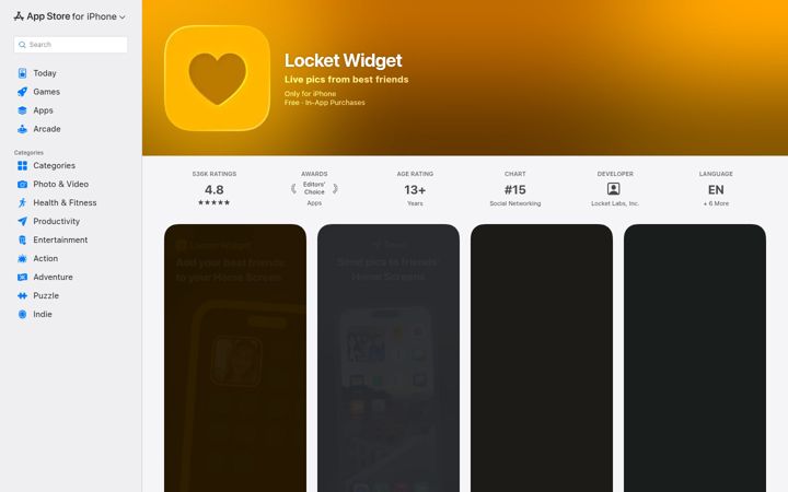 Screenshot of locket.camera