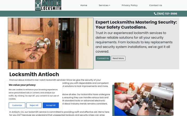 Screenshot of locksmithantioch.com