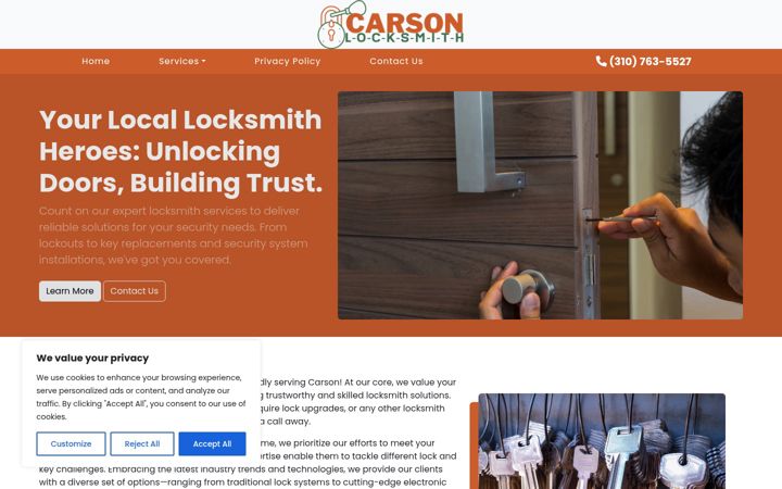 Screenshot of locksmithcarson.com