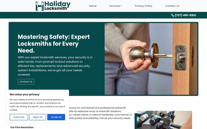 Screenshot of locksmithholiday.com
