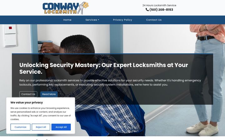 Screenshot of locksmithinconway.com