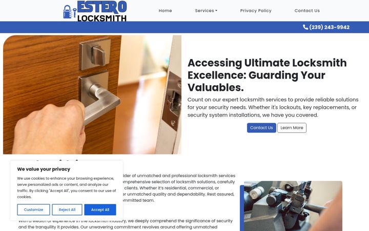Screenshot of locksmithinestero.com