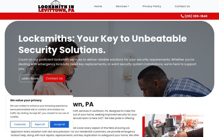 Screenshot of locksmithinlevittownpa.com