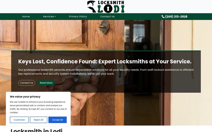Screenshot of locksmithinlodi.com