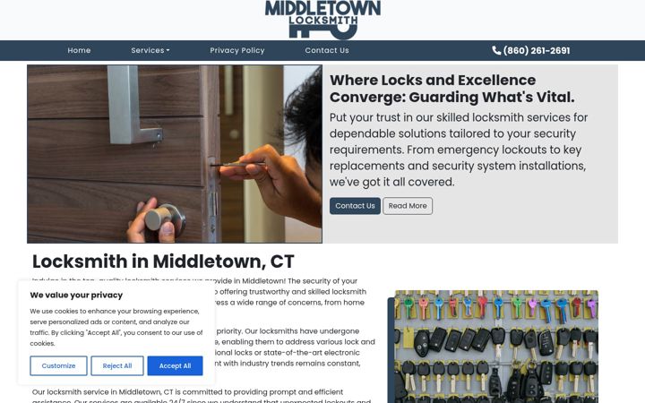Screenshot of locksmithinmiddletownct.com