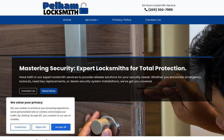 Screenshot of locksmithinpelham.com