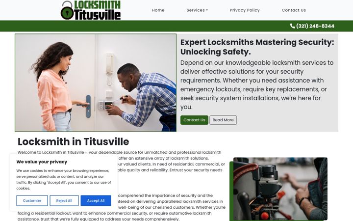 Screenshot of locksmithintitusville.com