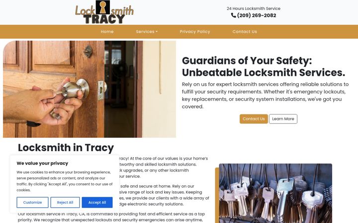 Screenshot of locksmithintracy.com