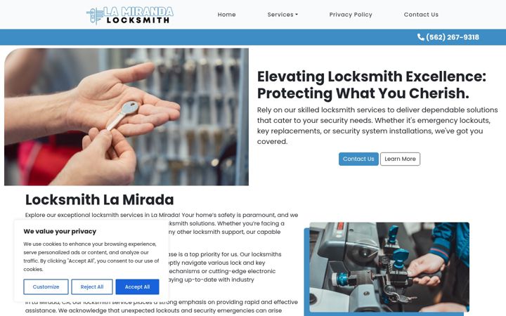 Screenshot of locksmithlamirada.com