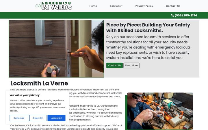Screenshot of locksmithlaverne.com