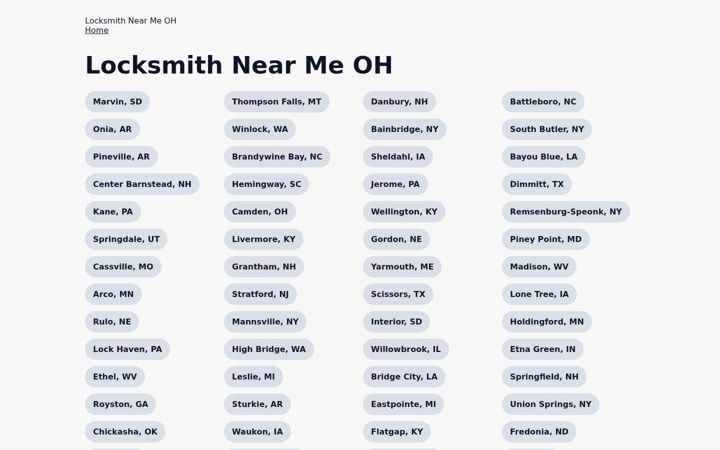 Screenshot of locksmithnearmeoh.com