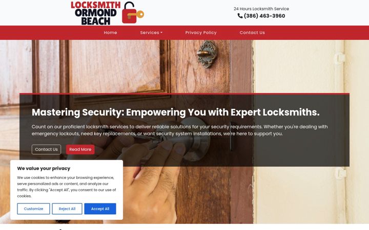 Screenshot of locksmithormondbeach.com