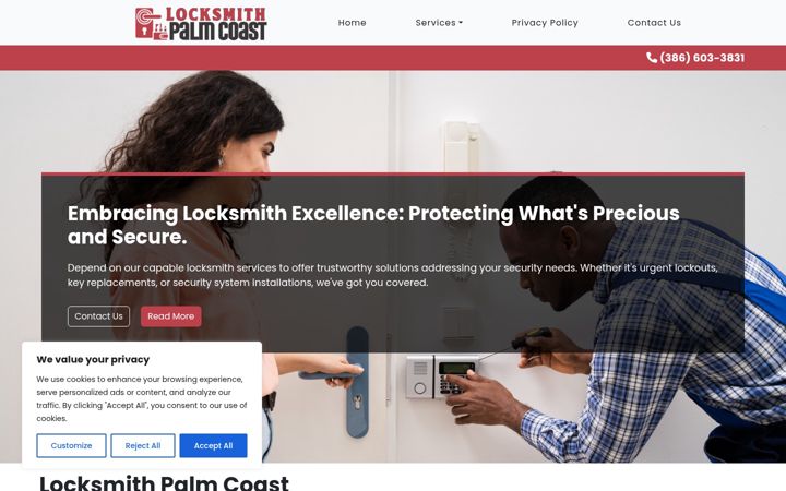 Screenshot of locksmithpalmcoast.com