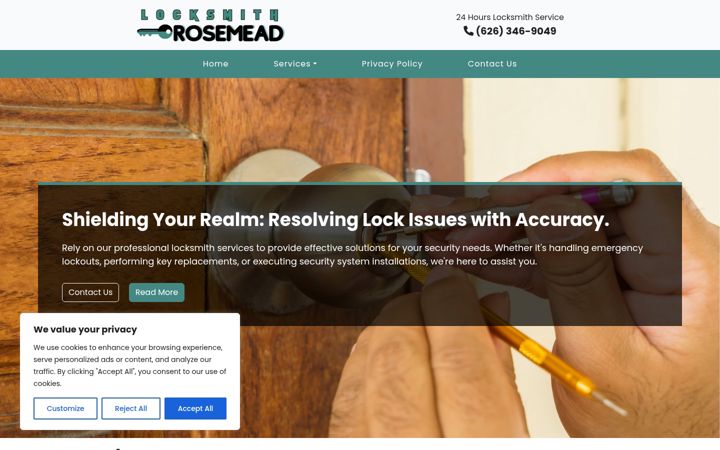 Screenshot of locksmithrosemead.com